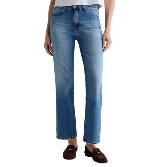 AG Adriano Goldschmied Brinley Mid Rise Straight Leg Blue Denim Jeans Size 27 - Picture 1 of 13